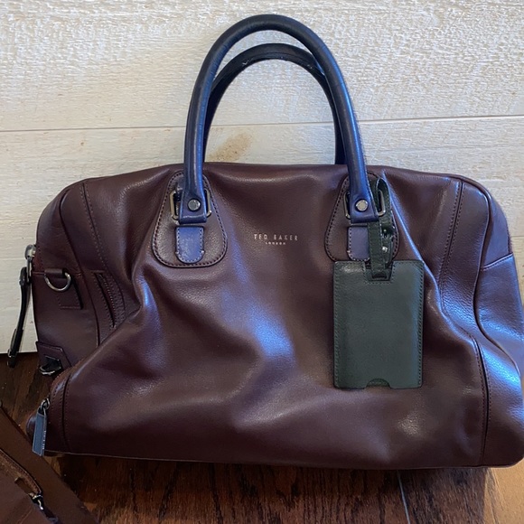 TED BAKER Men’s Oxblood Work Bag Shoulder Strap - Picture 2 of 7